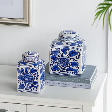 A&B Home Hand Painted Square Canister Table Decor