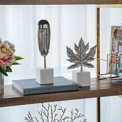 A&B Home Aluminum Leaf Sculpture Table Decor