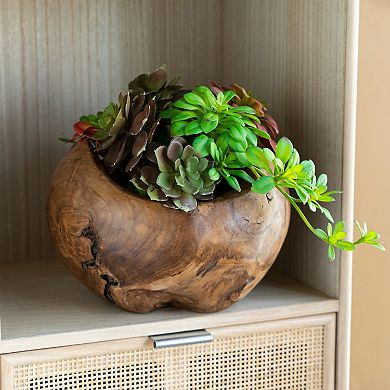 A&B Home Teak Deep Bowl Table Decor