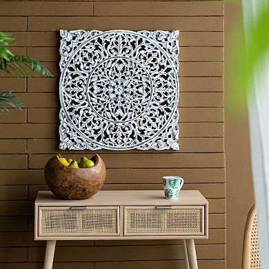 A&B Home Teak Deep Bowl Table Decor