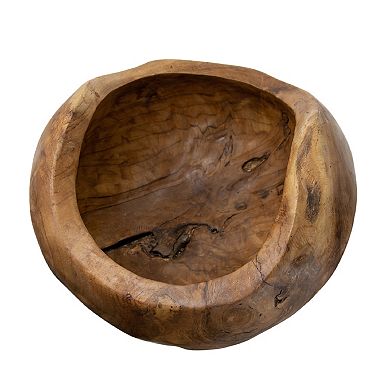A&B Home Teak Deep Bowl Table Decor