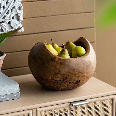 A&B Home Teak Deep Bowl Table Decor