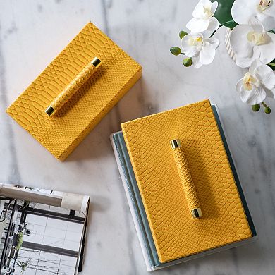 A&B Home Orinoco Faux Leather Decorative Box Table Decor 2-piece Set