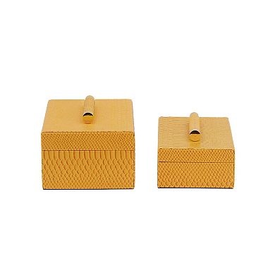 A&B Home Orinoco Faux Leather Decorative Box Table Decor 2-piece Set