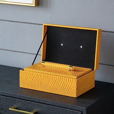 A&B Home Orinoco Faux Leather Decorative Box Table Decor 2-piece Set