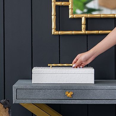 A&B Home Faux Leather Box Table Decor