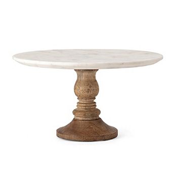 A&B Home Lissa Marble & Wood Cake Stand Table Decor
