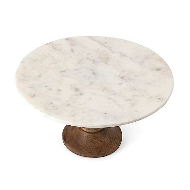 A&B Home Lissa Marble & Wood Cake Stand Table Decor