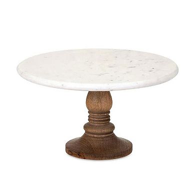 A&B Home Lissa Marble & Wood Cake Stand Table Decor