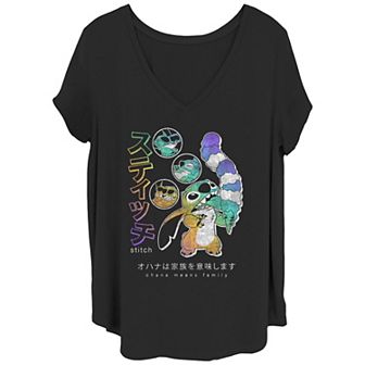 Disney's Lilo & Stitch Juniors' Plus Size Kanji Ice Cream Stitch Graphic Tee