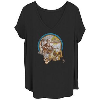 Disney's Pirates Of The Caribbean On Stranger Tides Juniors' Plus Size Sea Skulls Graphic Tee