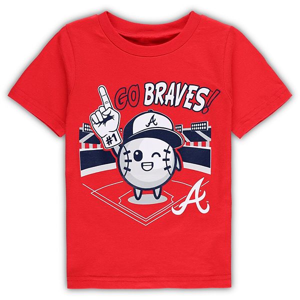 Toddler Red Atlanta Braves Ball Boy T-Shirt Size: 2T