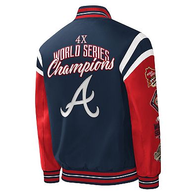 Men's G-III Sports by Carl Banks Navy Atlanta Braves Title Holder Full-Snap Varsity Jacket