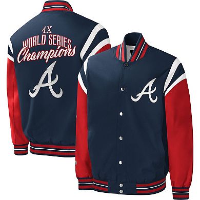 Men's G-III Sports by Carl Banks Navy Atlanta Braves Title Holder Full-Snap Varsity Jacket