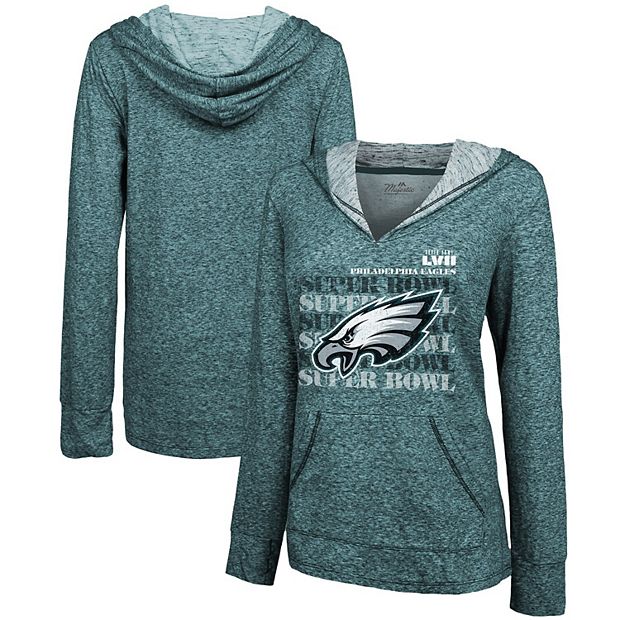 Women's Majestic Threads Midnight Green Philadelphia Eagles Super Bowl LVII  Retro Repeat Pullover Hoodie