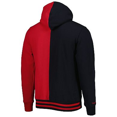 Men's Mitchell & Ness Black/Red Philadelphia 76ers Big & Tall Hardwood Classics Split Pullover Hoodie