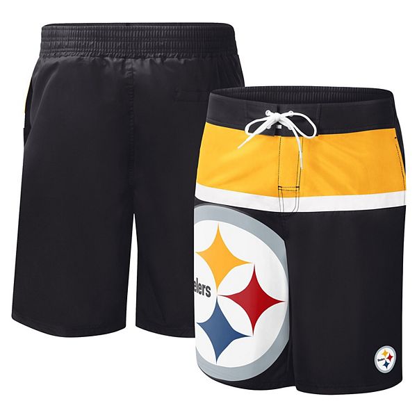 Mens G Iii Sports By Carl Banks Black Pittsburgh Steelers Sea Wind Swim Trunks 