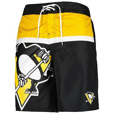 Men's Starter Black Pittsburgh Penguins Sea Wind Swim Trunks