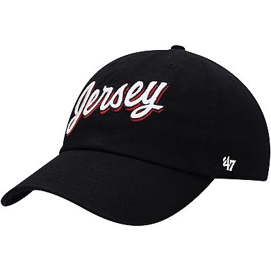 Men's '47 Black New Jersey Devils Script Jersey Clean Up Adjustable Hat