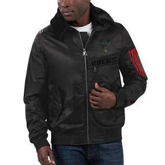 Men's Starter x Ty Mopkins Black Milwaukee Bucks Black History Month Satin Full-Zip Jacket