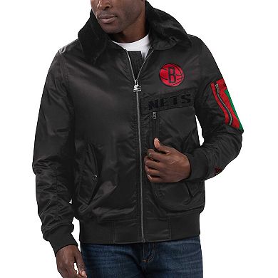 Men's Starter x Ty Mopkins Black Brooklyn Nets Black History Month Satin Full-Zip Jacket