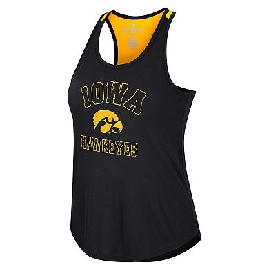 Women's Colosseum Black Iowa Hawkeyes 10 Days Racerback Scoop Neck Tank Top