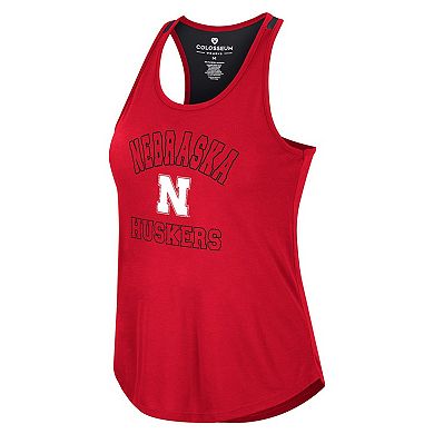 Women's Colosseum Scarlet Nebraska Huskers 10 Days Racerback Scoop Neck Tank Top