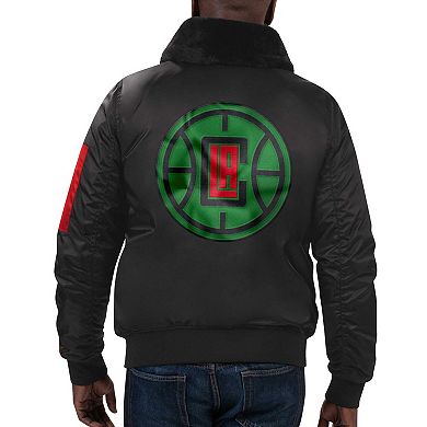 Men's Starter x Ty Mopkins Black LA Clippers Black History Month Satin Full-Zip Jacket
