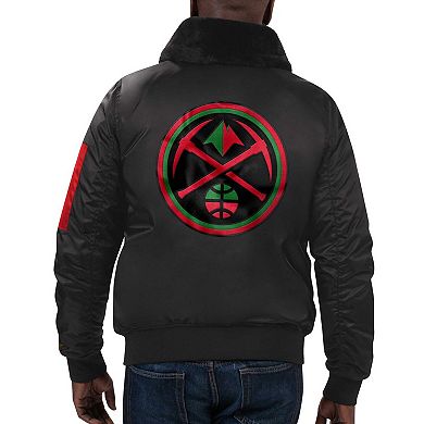 Men's Starter x Ty Mopkins Black Denver Nuggets Black History Month Satin Full-Zip Jacket
