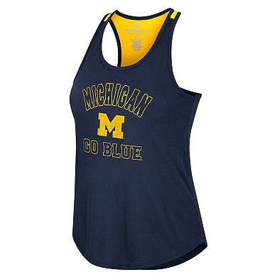 Women's Colosseum Navy Michigan Wolverines 10 Days Racerback Scoop Neck Tank Top