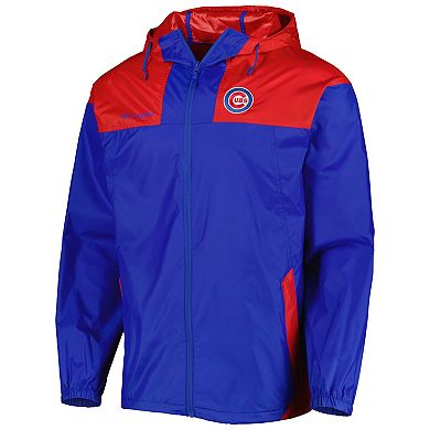 Men's Columbia Royal/Red Chicago Cubs Omni-Shade Flash Forward Challenger Full-Zip Windbreaker Jacket