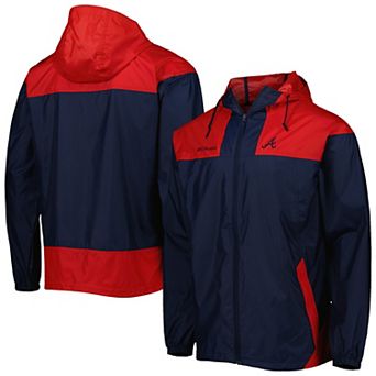 Men's Columbia Navy/Red Atlanta Braves Omni-Shade Flash Forward Challenger Full-Zip Windbreaker Jacket