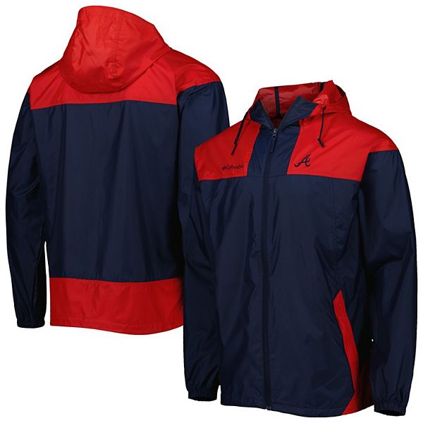 Men's Columbia Navy Atlanta Braves Omni-Shade Flash Challenger Full-Zip Windbreaker Jacket Size: Medium