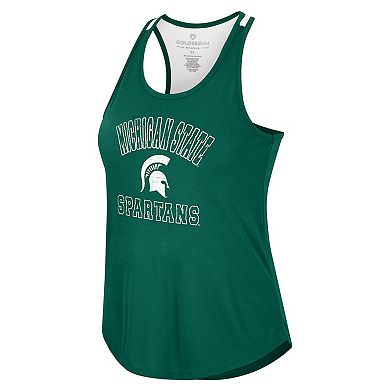Women's Colosseum Green Michigan State Spartans 10 Days Racerback Scoop Neck Tank Top