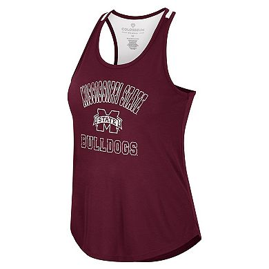 Women's Colosseum Maroon Mississippi State Bulldogs 10 Days Racerback Scoop Neck Tank Top