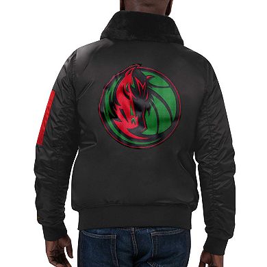 Men's Starter x Ty Mopkins Black Dallas Mavericks Black History Month Satin Full-Zip Jacket