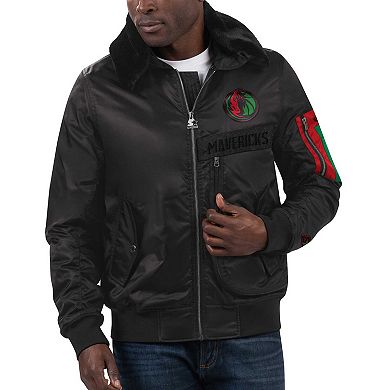 Men's Starter x Ty Mopkins Black Dallas Mavericks Black History Month Satin Full-Zip Jacket