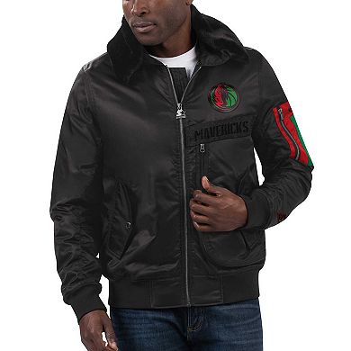 Men's Starter x Ty Mopkins Black Dallas Mavericks Black History Month Satin Full-Zip Jacket
