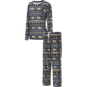 Women's Concepts Sport Black Iowa Hawkeyes Holiday Long Sleeve T-Shirt and Pants Sleep Set