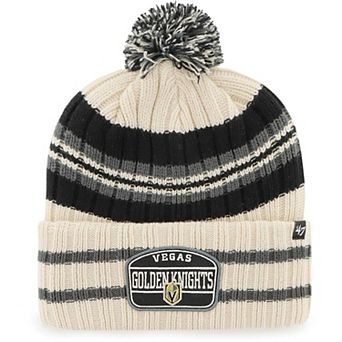 Men's '47 Cream Vegas Golden Knights Hone Patch Cuffed Knit Hat with Pom