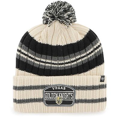 Men's '47 Cream Vegas Golden Knights Hone Patch Cuffed Knit Hat with Pom