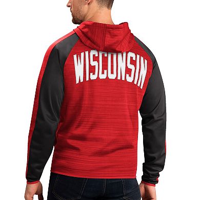 Men's G-III Sports by Carl Banks Red Wisconsin Badgers Neutral Zone Raglan Full-Zip Track Jacket Hoodie