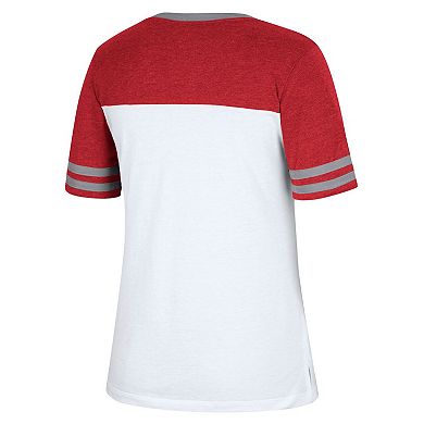 Women's Colosseum White/Crimson Alabama Crimson Tide Frost Yourself Notch Neck T-Shirt