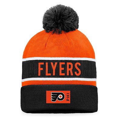 Men's Fanatics Branded Black/Orange Philadelphia Flyers Authentic Pro Rink Cuffed Knit Hat with Pom