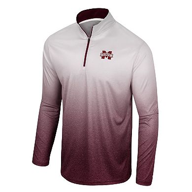 Men's Colosseum White/Maroon Mississippi State Bulldogs Laws of Physics Quarter-Zip Windshirt