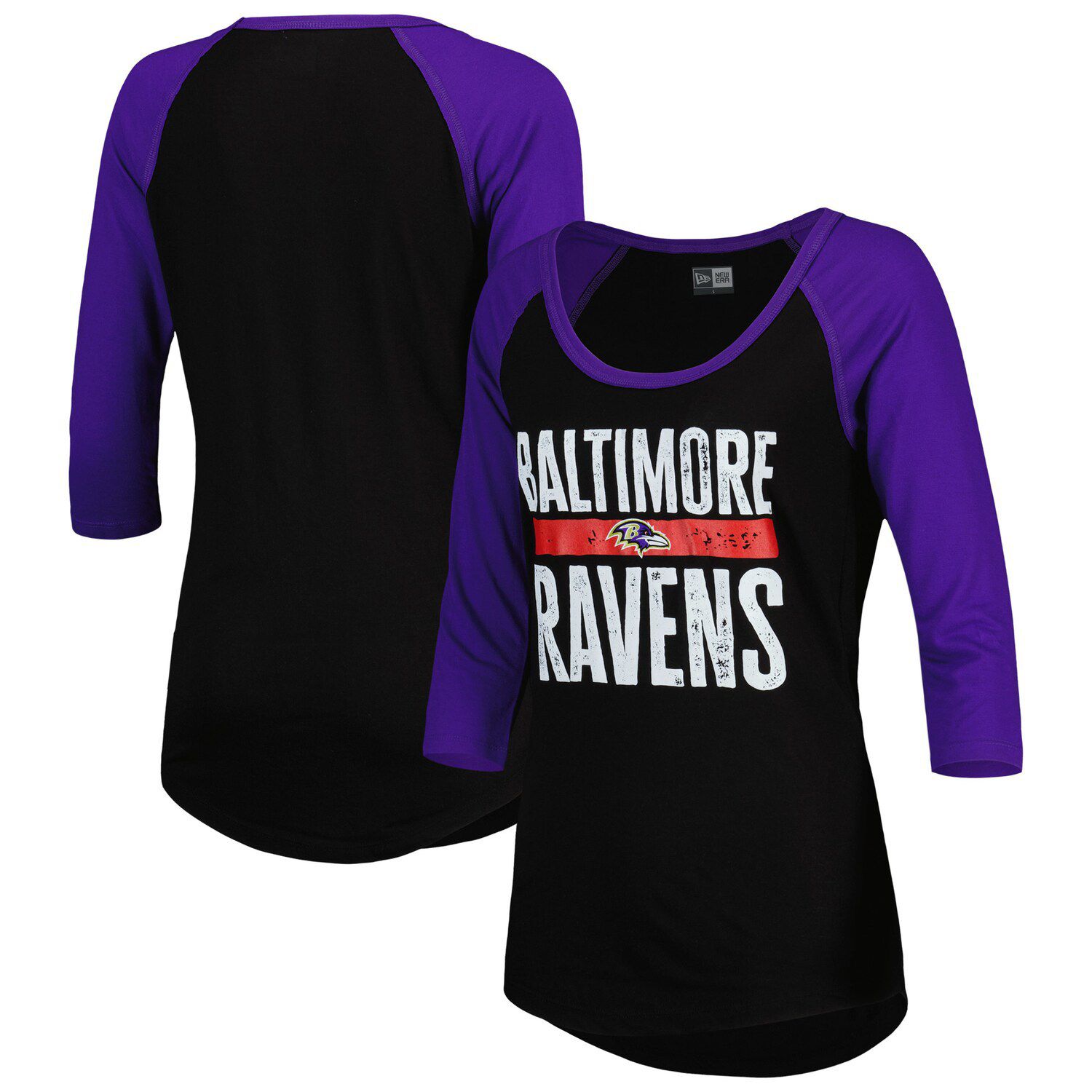 Women's '47 Purple Baltimore Ravens Plus Size Honey Cat SOA Long Sleeve T-Shirt