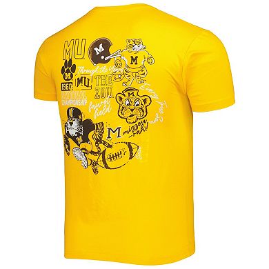 Men's Gold Missouri Tigers Vintage Through the Years 2-Hit T-Shirt