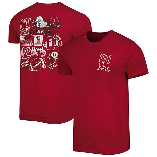 Men's Crimson Oklahoma Sooners Vintage Through the Years Two-Hit T-Shirt