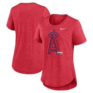 Women's Nike Heather Red Los Angeles Angels Touch Tri-Blend T-Shirt