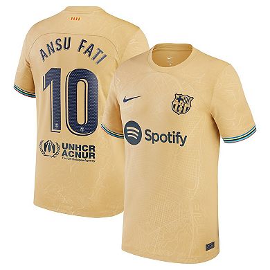 Youth Nike Ansu Fati Yellow Barcelona 2022/23 Away Breathe Stadium Replica Player Jersey